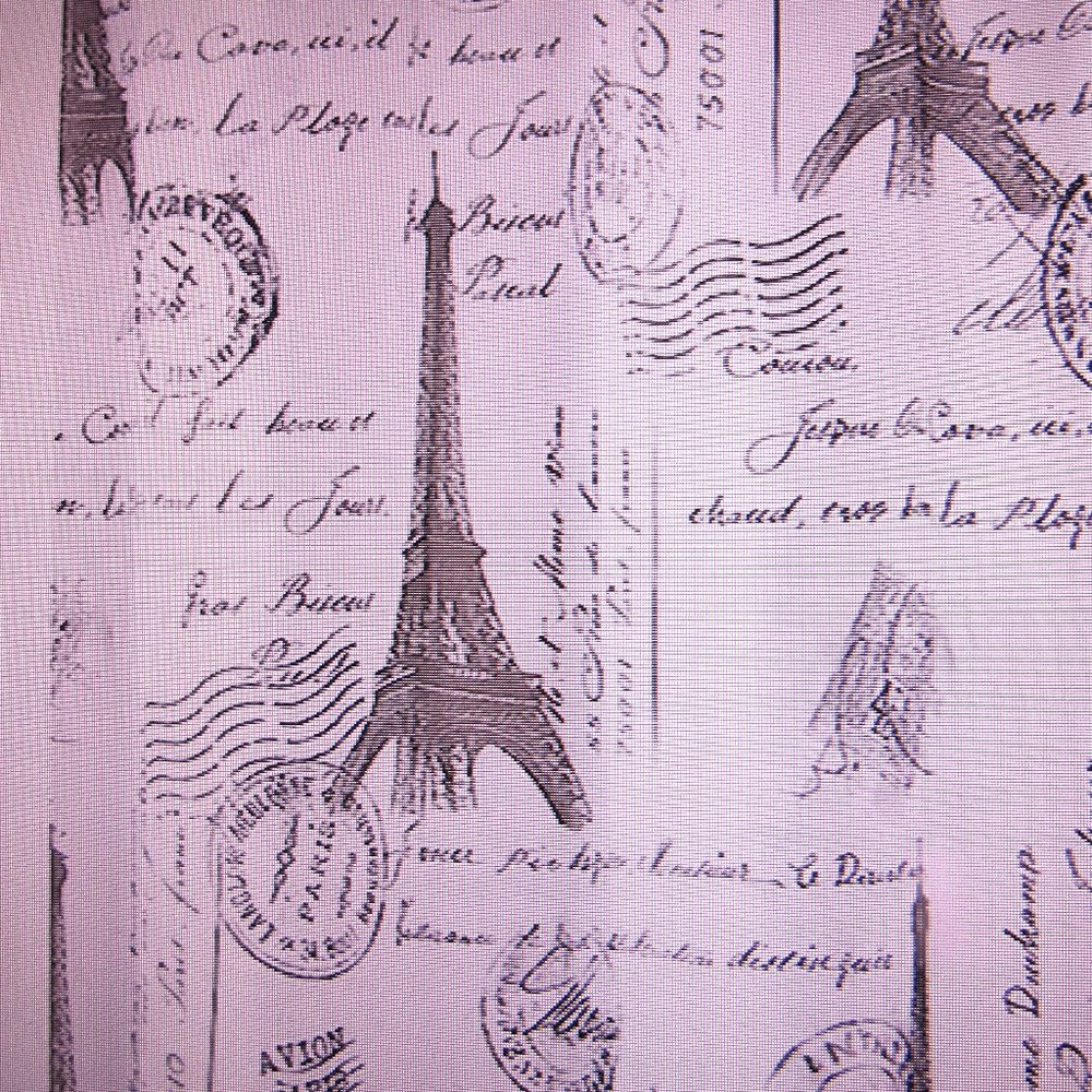 PARIS SHOWER CURTAIN EIFFEL TOWER AND TRAVEL STAMPS 72"X72" NEW IN PACK